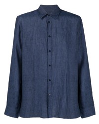 dunkelblaues Leinen Langarmhemd von Trussardi