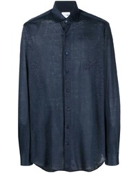 dunkelblaues Leinen Langarmhemd von Zilli