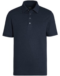 dunkelblaues Leinen Polohemd von Zegna