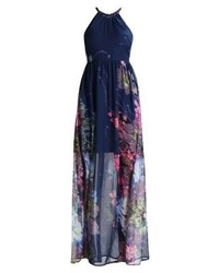 dunkelblaues Maxikleid mit Blumenmuster von Anna Field
