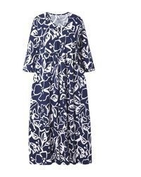 dunkelblaues Maxikleid mit Blumenmuster von Ulla Popken