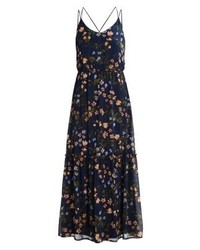 dunkelblaues Maxikleid mit Blumenmuster von Vero Moda