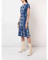 dunkelblaues Mit Batikmuster Midikleid von Proenza Schouler