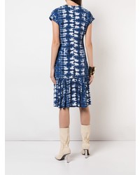 dunkelblaues Mit Batikmuster Midikleid von Proenza Schouler