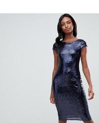 dunkelblaues figurbetontes Kleid aus Pailletten von TFNC Tall