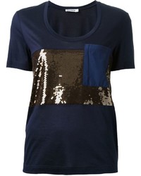 dunkelblaues Pailletten T-shirt