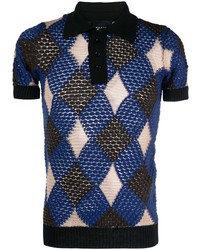 dunkelblaues Polohemd mit Argyle-Muster von Botter