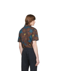 dunkelblaues Polohemd mit Blumenmuster von Dries Van Noten