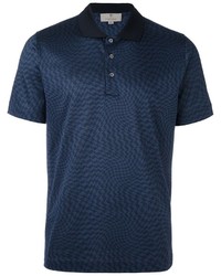 dunkelblaues Polohemd mit Hahnentritt-Muster
