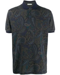 dunkelblaues Polohemd mit Paisley-Muster von Etro