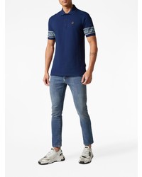 dunkelblaues Polohemd mit Paisley-Muster von Philipp Plein