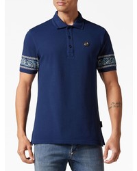 dunkelblaues Polohemd mit Paisley-Muster von Philipp Plein