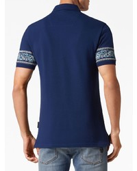 dunkelblaues Polohemd mit Paisley-Muster von Philipp Plein