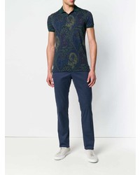 dunkelblaues Polohemd mit Paisley-Muster von Etro