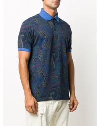 dunkelblaues Polohemd mit Paisley-Muster von Etro