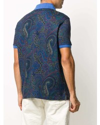 dunkelblaues Polohemd mit Paisley-Muster von Etro