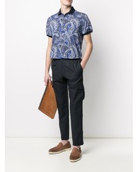 dunkelblaues Polohemd mit Paisley-Muster von Etro