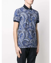 dunkelblaues Polohemd mit Paisley-Muster von Etro