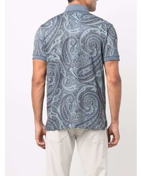 dunkelblaues Polohemd mit Paisley-Muster von Etro