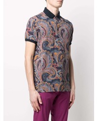 dunkelblaues Polohemd mit Paisley-Muster von Etro