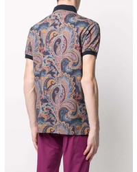 dunkelblaues Polohemd mit Paisley-Muster von Etro