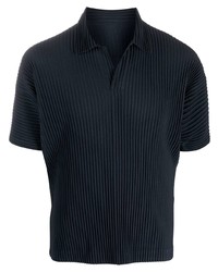 dunkelblaues Polohemd von Homme Plissé Issey Miyake