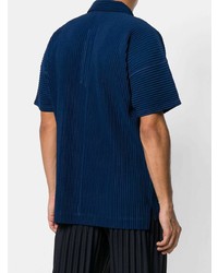 dunkelblaues Polohemd von Homme Plissé Issey Miyake