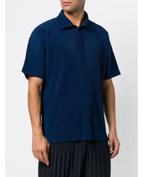 dunkelblaues Polohemd von Homme Plissé Issey Miyake