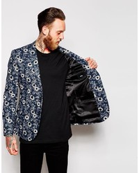 dunkelblaues Sakko mit Blumenmuster von Asos