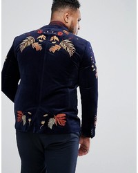 dunkelblaues Sakko mit Blumenmuster von Asos