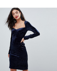 dunkelblaues figurbetontes Kleid aus Samt von Vero Moda Tall