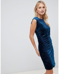 dunkelblaues figurbetontes Kleid aus Samt von Y.a.s