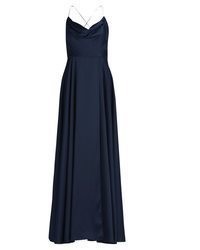 dunkelblaues Satin Ballkleid von Vera Mont