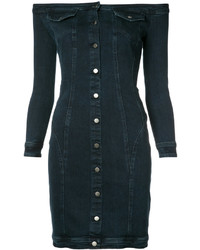 dunkelblaues schulterfreies Kleid aus Jeans von A.L.C.