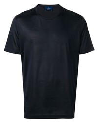 dunkelblaues Seide T-Shirt mit einem Rundhalsausschnitt von Barba