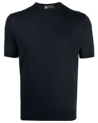 dunkelblaues Seide T-Shirt mit einem Rundhalsausschnitt von Colombo