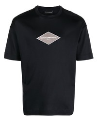 dunkelblaues Seide T-Shirt mit einem Rundhalsausschnitt von Emporio Armani