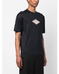 dunkelblaues Seide T-Shirt mit einem Rundhalsausschnitt von Emporio Armani