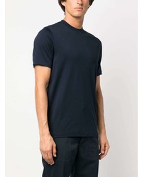 dunkelblaues Seide T-Shirt mit einem Rundhalsausschnitt von Dunhill