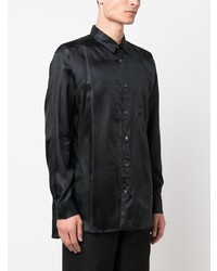 dunkelblaues Seidelangarmhemd von Comme Des Garcons SHIRT