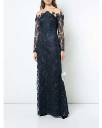 dunkelblaues Spitze Ballkleid von Tadashi Shoji