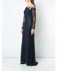 dunkelblaues Spitze Ballkleid von Tadashi Shoji