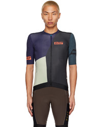 dunkelblaues Strick T-Shirt mit einem Rundhalsausschnitt aus Netzstoff von MAAP