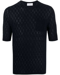 dunkelblaues Strick T-Shirt mit einem Rundhalsausschnitt von Ballantyne