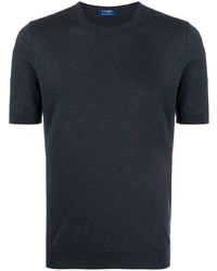 dunkelblaues Strick T-Shirt mit einem Rundhalsausschnitt von Barba