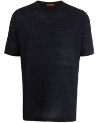 dunkelblaues Strick T-Shirt mit einem Rundhalsausschnitt von Barena