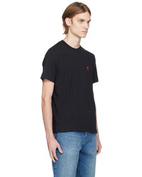 dunkelblaues Strick T-Shirt mit einem Rundhalsausschnitt von AMI Alexandre Mattiussi