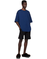 dunkelblaues Strick T-Shirt mit einem Rundhalsausschnitt von Dries Van Noten