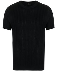 dunkelblaues Strick T-Shirt mit einem Rundhalsausschnitt von Brioni