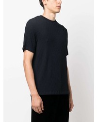 dunkelblaues Strick T-Shirt mit einem Rundhalsausschnitt von Giorgio Armani